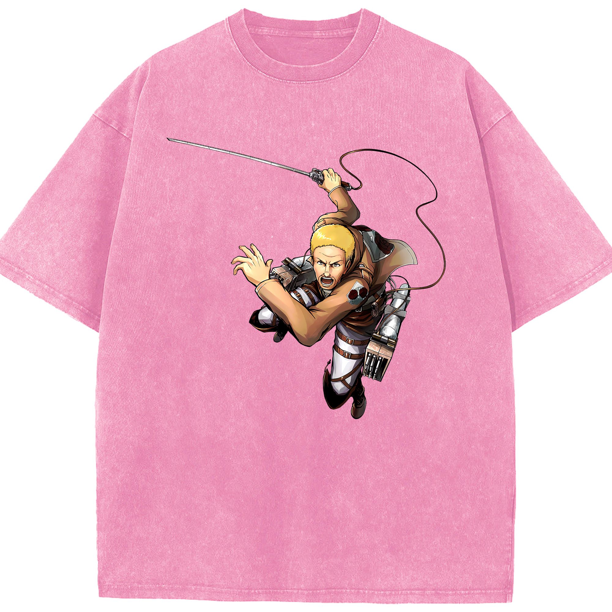 （画像用） 進撃の巨人 ハンネス Attack on Titan Hannes 綿100% ヴィンテージ風 半袖Tシャツ（フロントプリント）